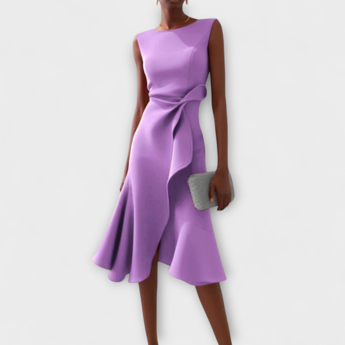 Elaine - Women's Flowing Midi Dress with No Sleeves