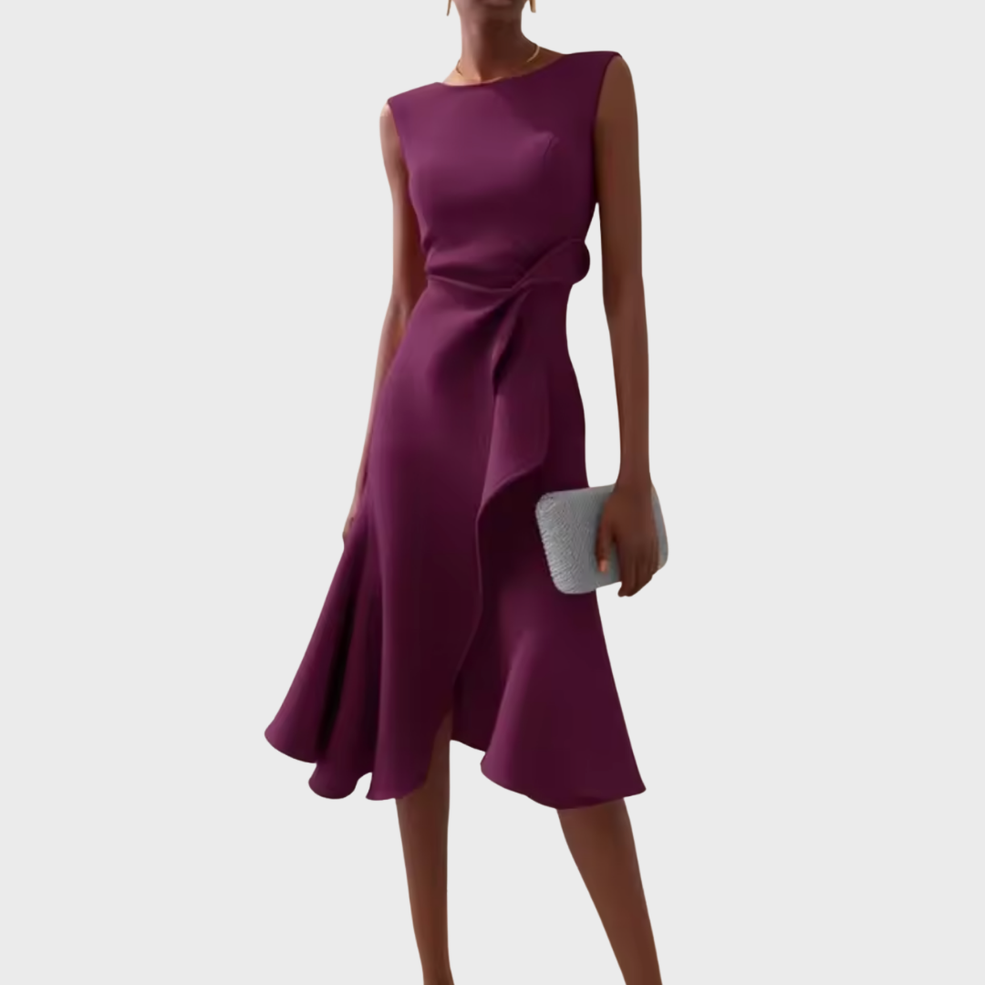 Elaine - Women's Flowing Midi Dress with No Sleeves