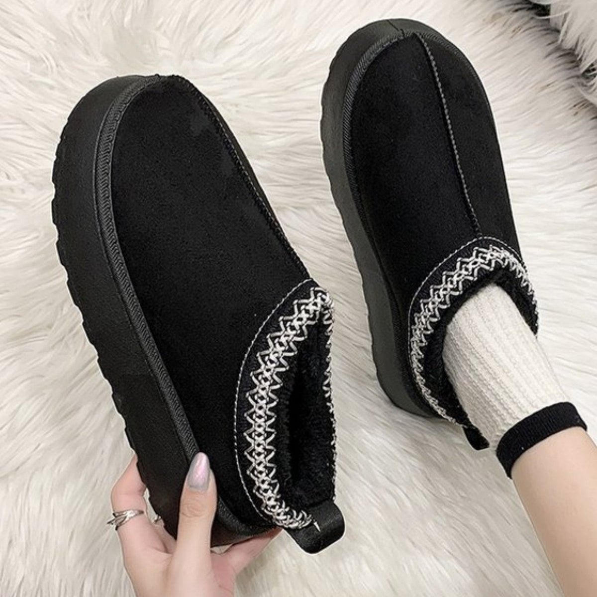 Arabella - Women's Platform Slippers with Embroidered Trim - photo 7