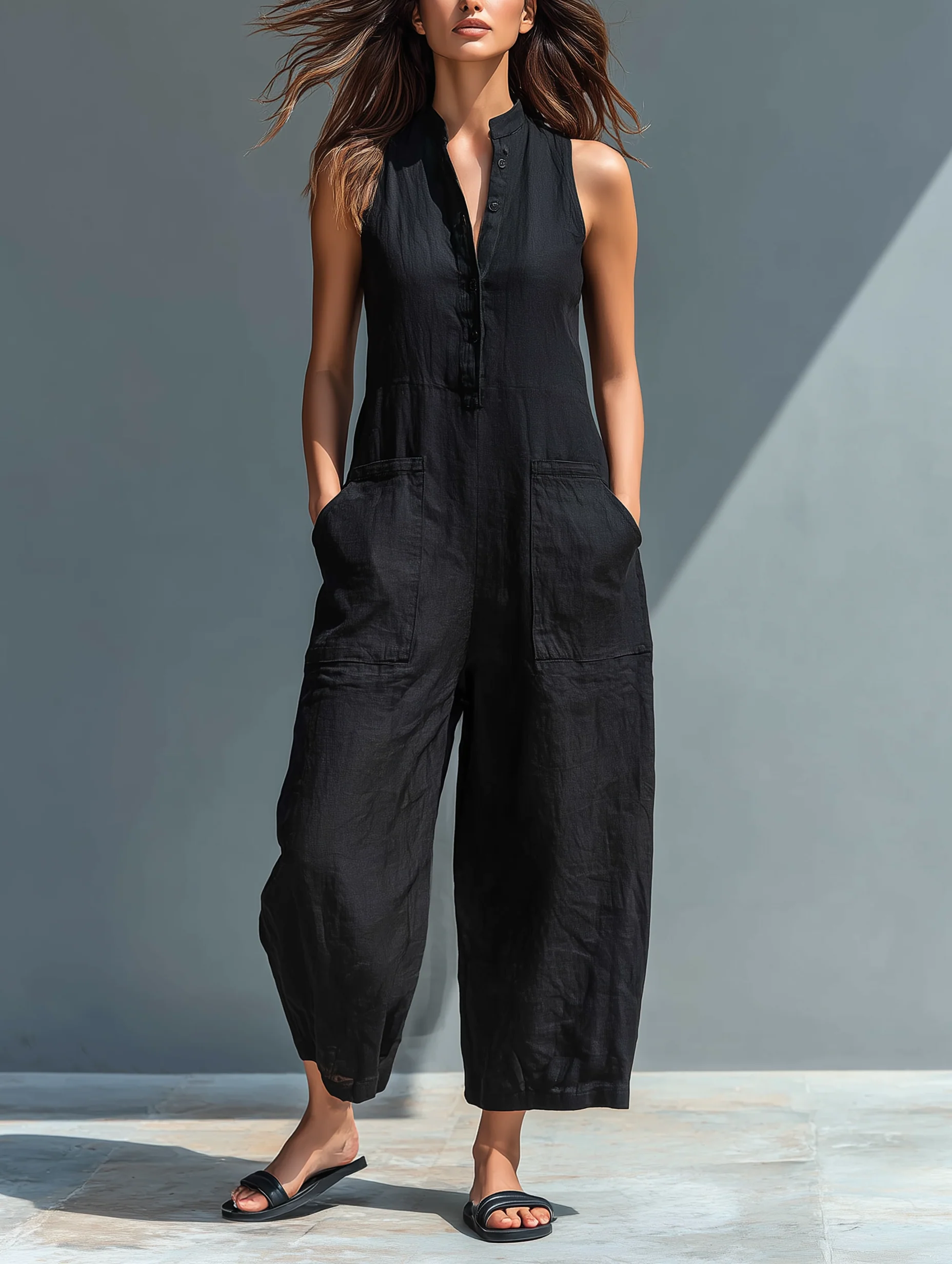 Adrienne - Women's Relaxed Jumpsuit with No Sleeves