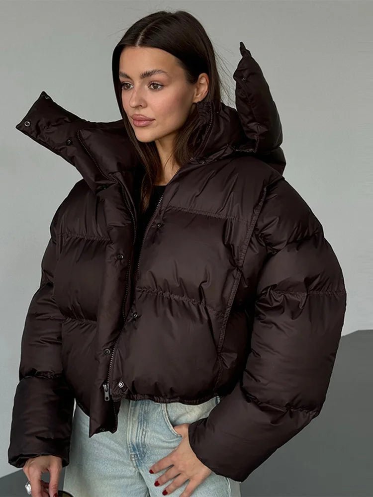 Arla - Women's Cropped Puffer Jacket with Hood - photo 1