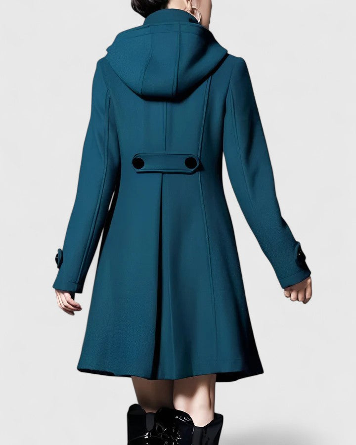 Women's Flared Hooded Coat with Side Pockets
