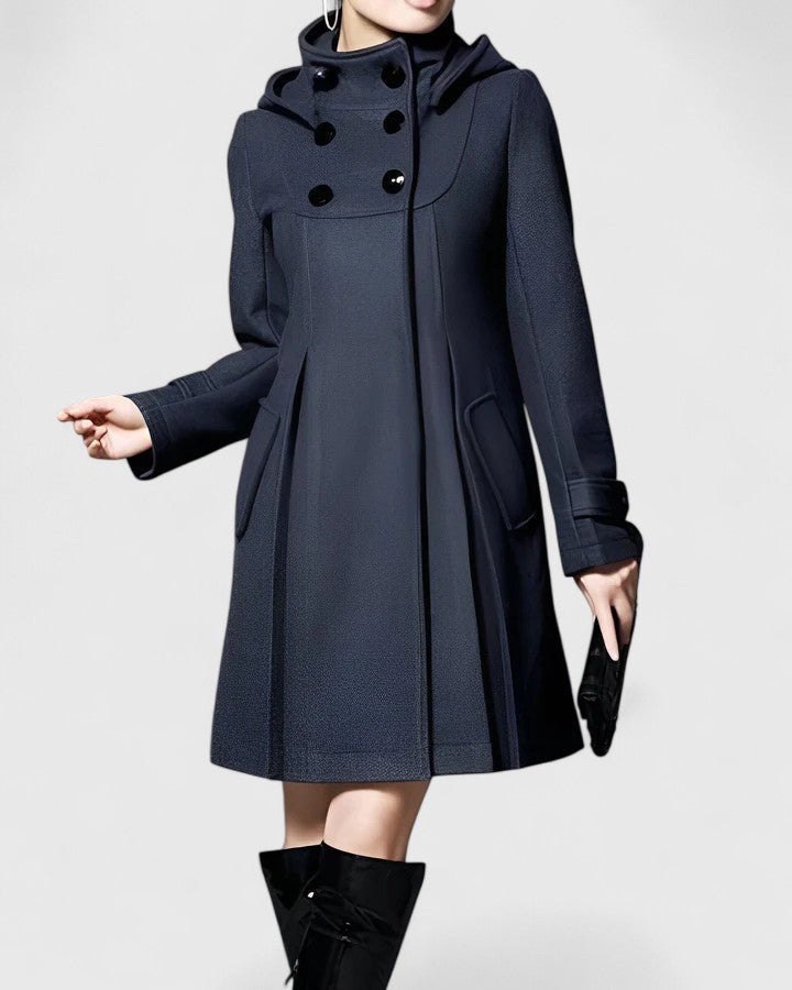 Women's Flared Hooded Coat with Side Pockets