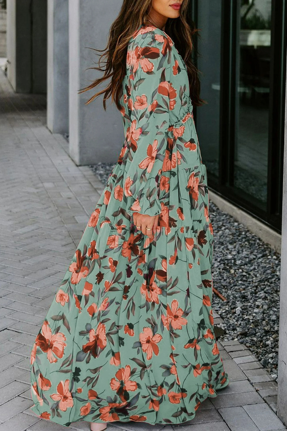 Aveline - Women's Wild Lotus Ruffle Tiered Maxi Dress - photo 17