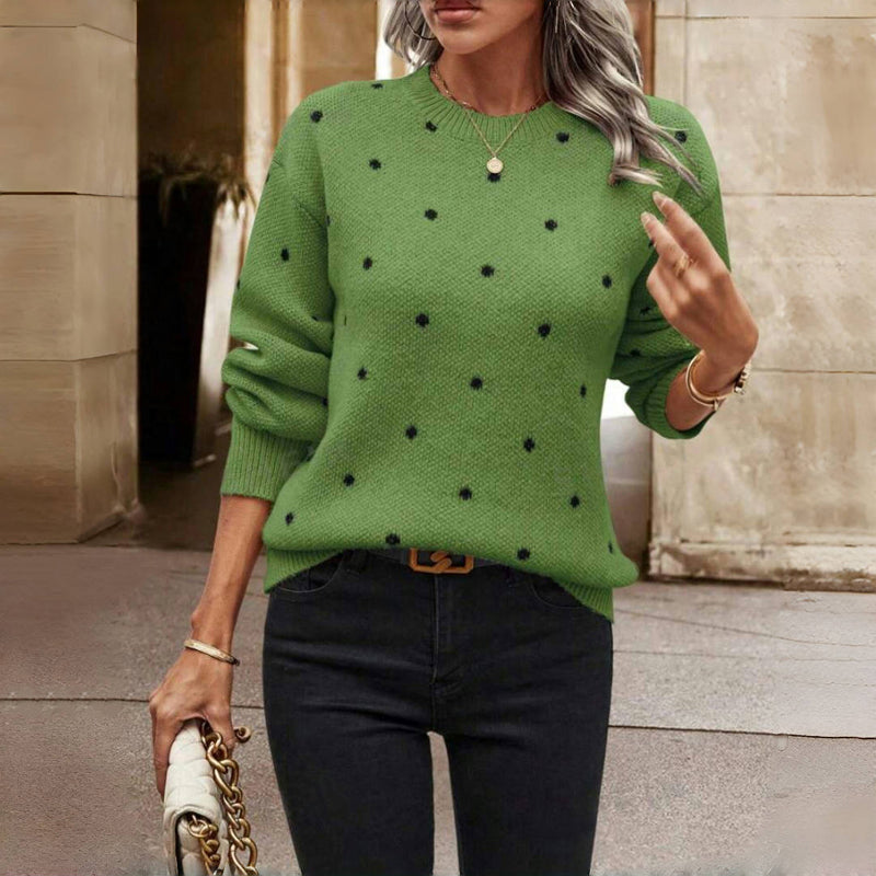 Aveline - Women's Jumper in Knit with Polka Dot Print - photo 2
