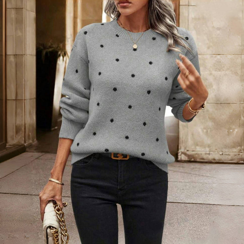Aveline - Women's Jumper in Knit with Polka Dot Print - photo 3