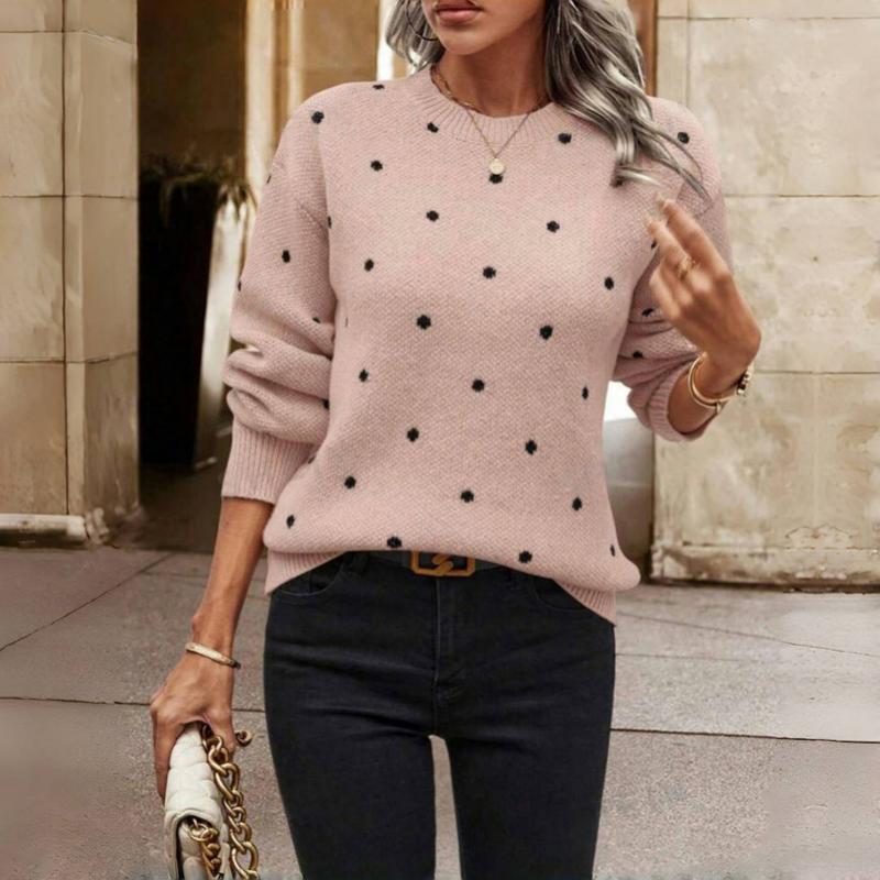 Aveline - Women's Jumper in Knit with Polka Dot Print - photo 4