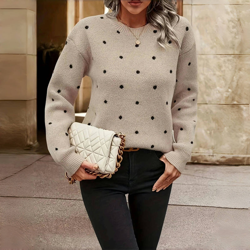 Aveline - Women's Jumper in Knit with Polka Dot Print - photo 7