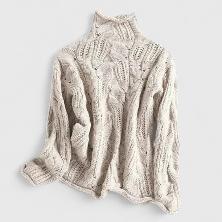 Averly - Women's Jumper in Cable Knit with Roll Neck - photo 1