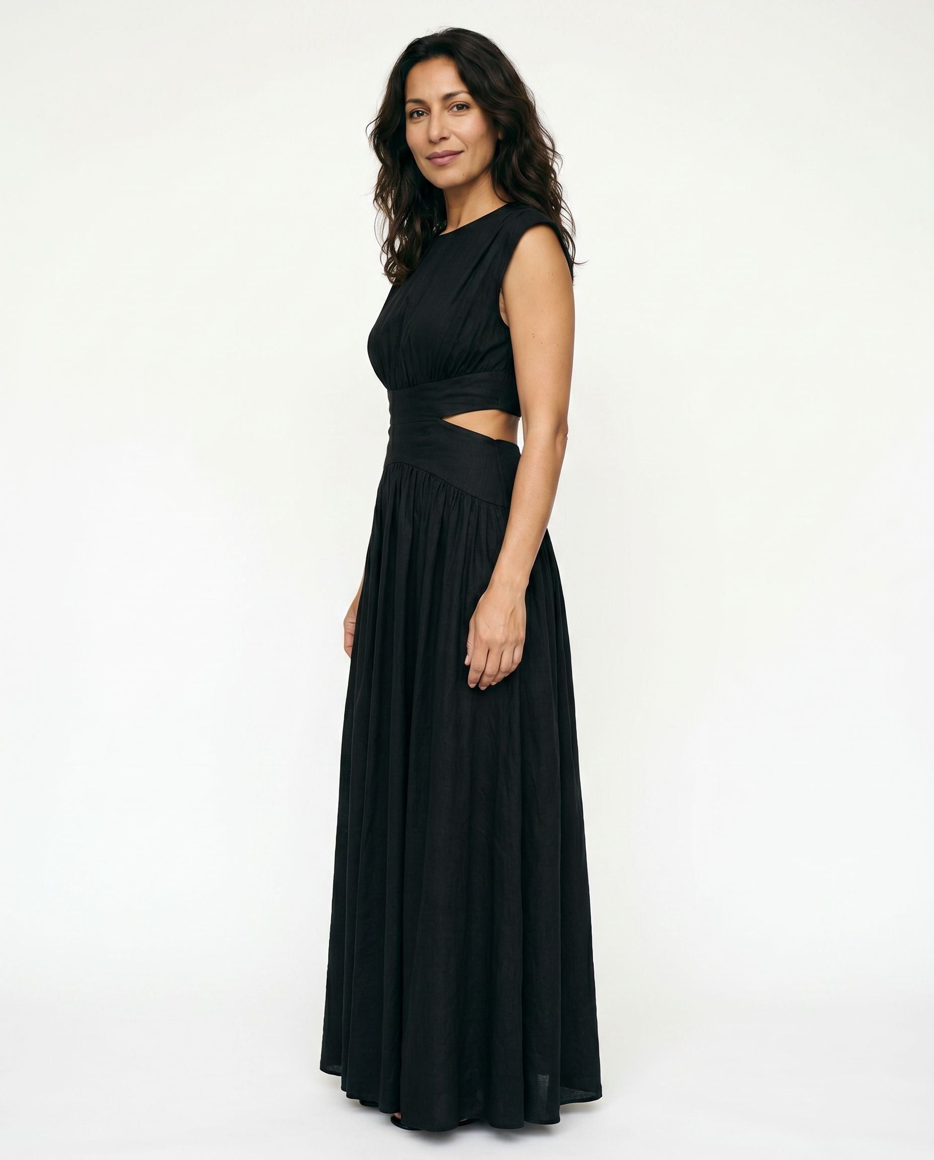 Ella - Cutout Waist High Neck Maxi Dress