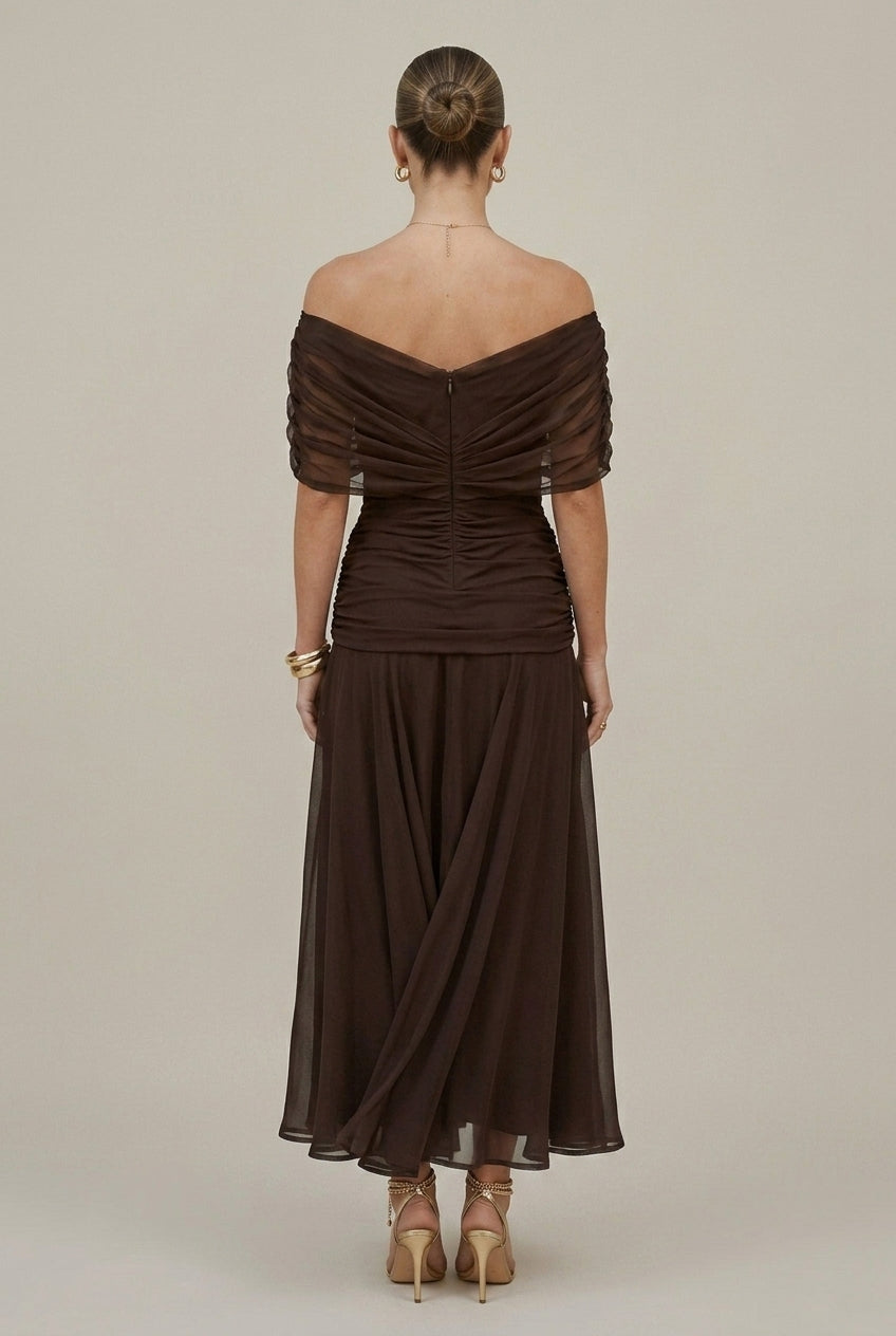 Women's Wedding Guest Off Shoulder Wrap Maxi Dress