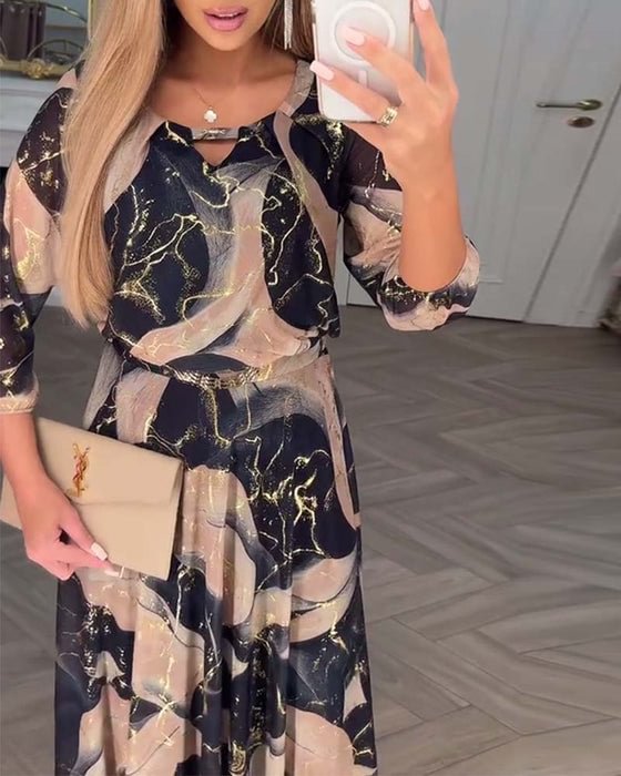 Women's Marble Print Maxi Dress