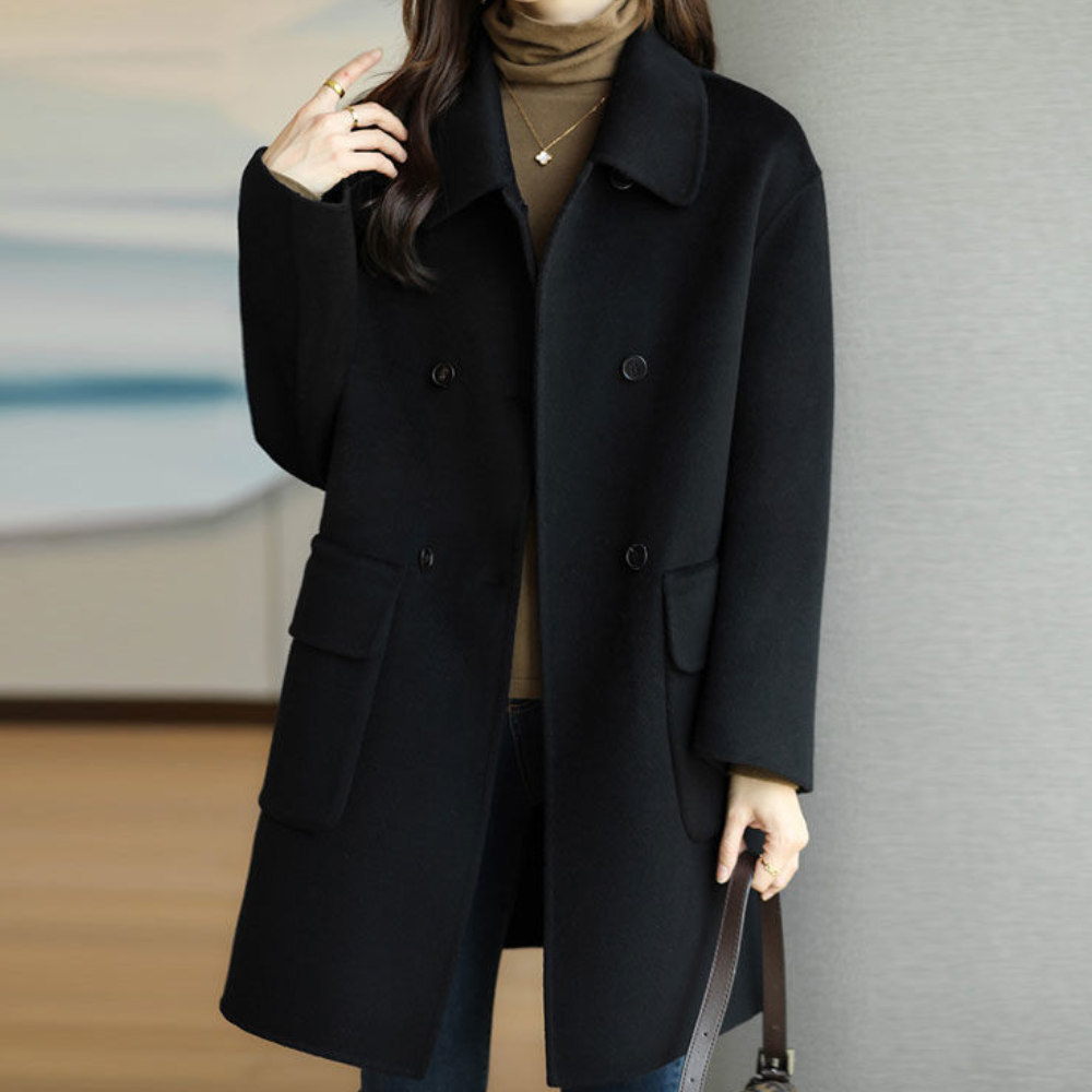 Beatrice - Women's Longline Overcoat with Pockets and Notch Lapel - photo 1
