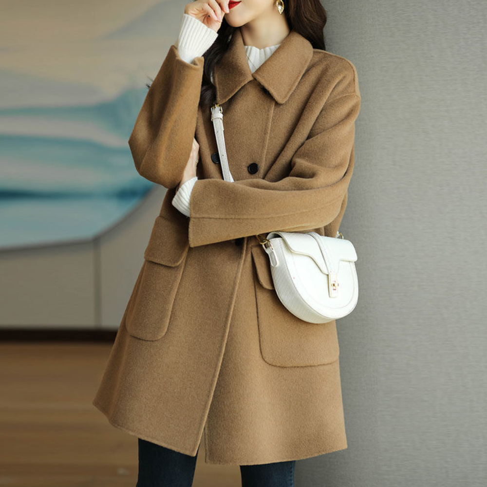 Beatrice - Women's Longline Overcoat with Pockets and Notch Lapel - photo 2