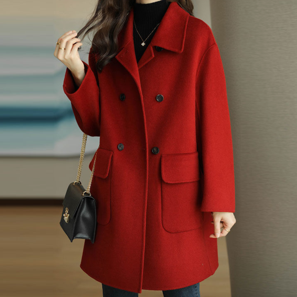 Beatrice - Women's Longline Overcoat with Pockets and Notch Lapel - photo 3