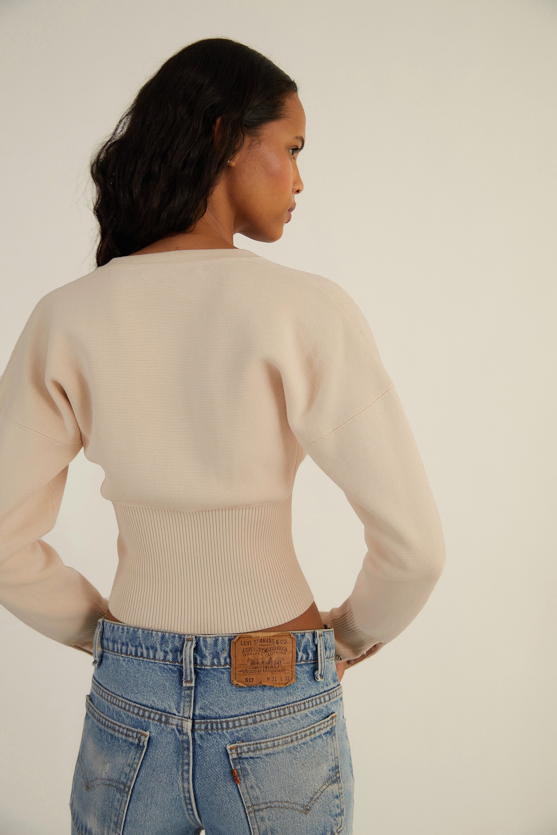 Becca - Women's Cropped Cardigan in Knit with Button Front - photo 5