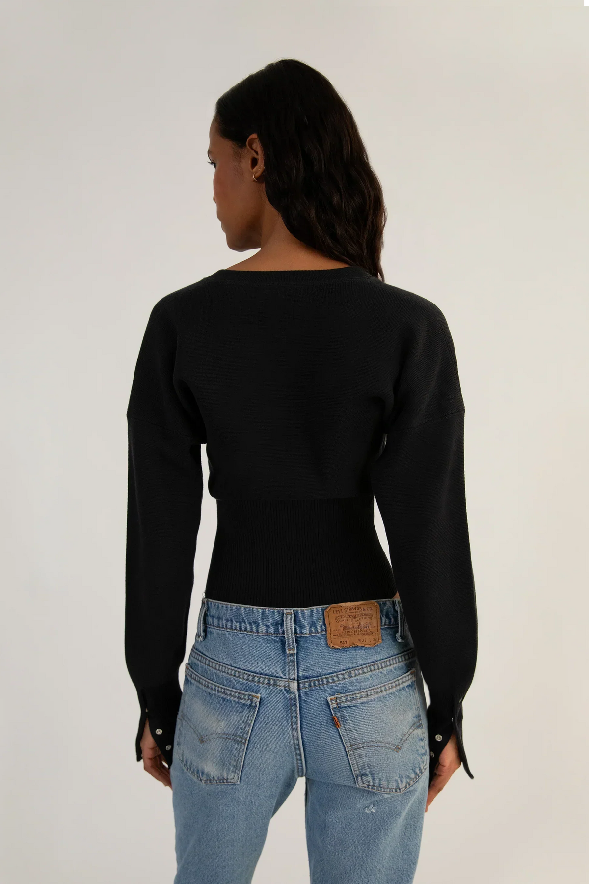 Becca - Women's Cropped Cardigan in Knit with Button Front - photo 8