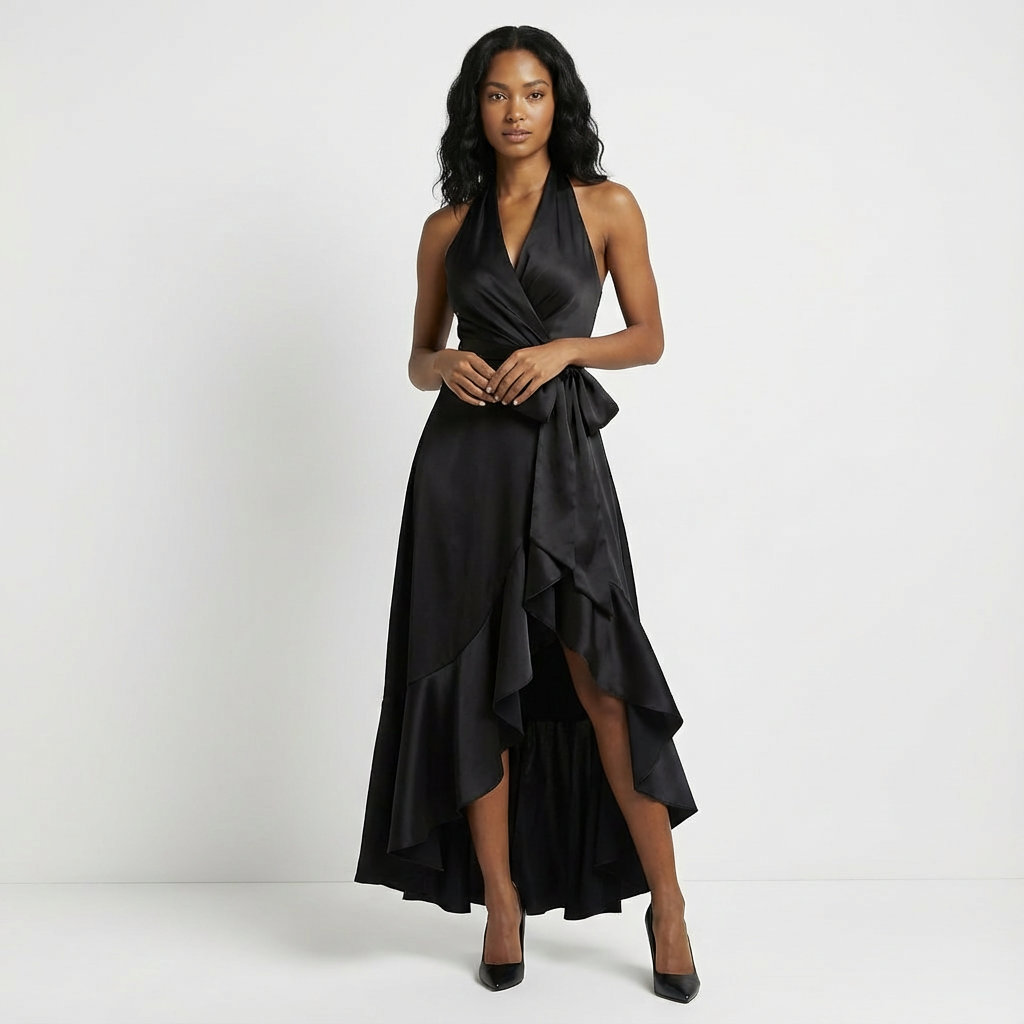 Freda - Women's Wrap Maxi Dress with a Bow