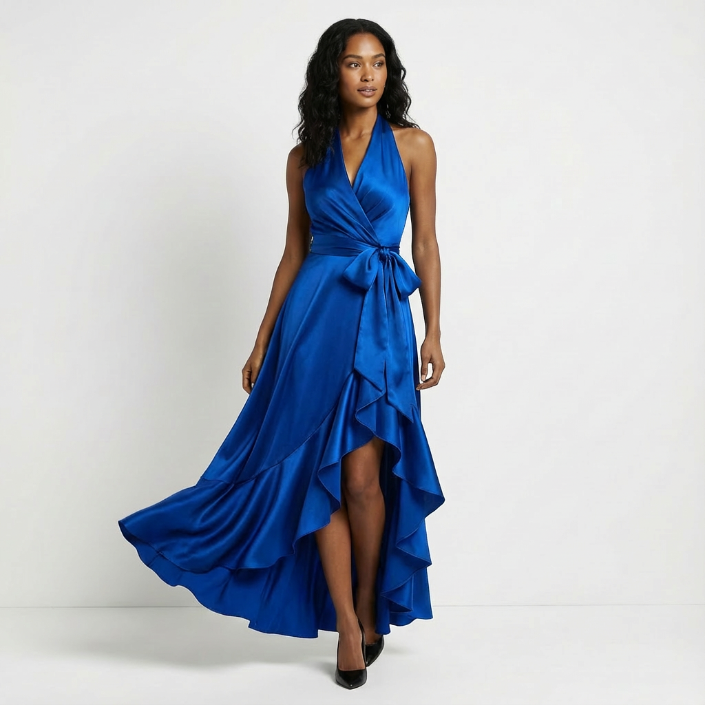 Freda - Women's Wrap Maxi Dress with a Bow