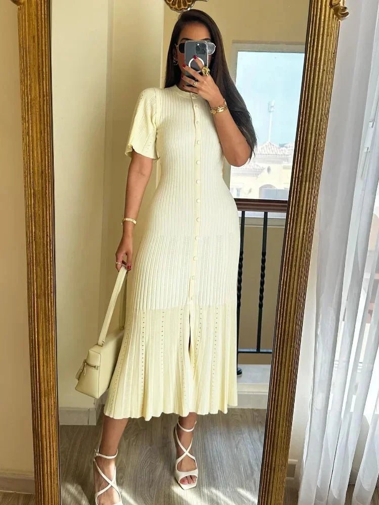 Berlyn - Women's Midi Dress in Knit with Pleats - photo 6