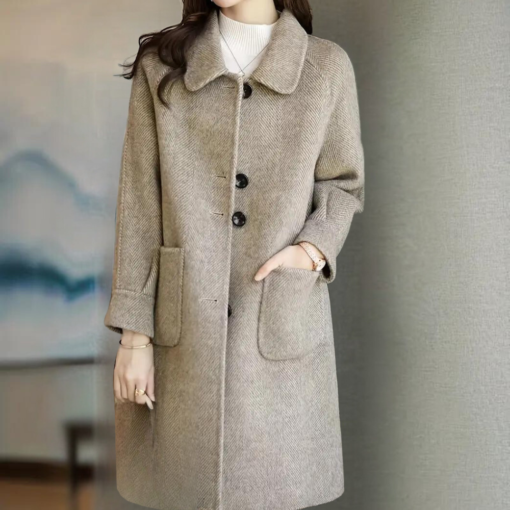 Bernice - Women's Buttoned Wool-Look Coat - photo 1