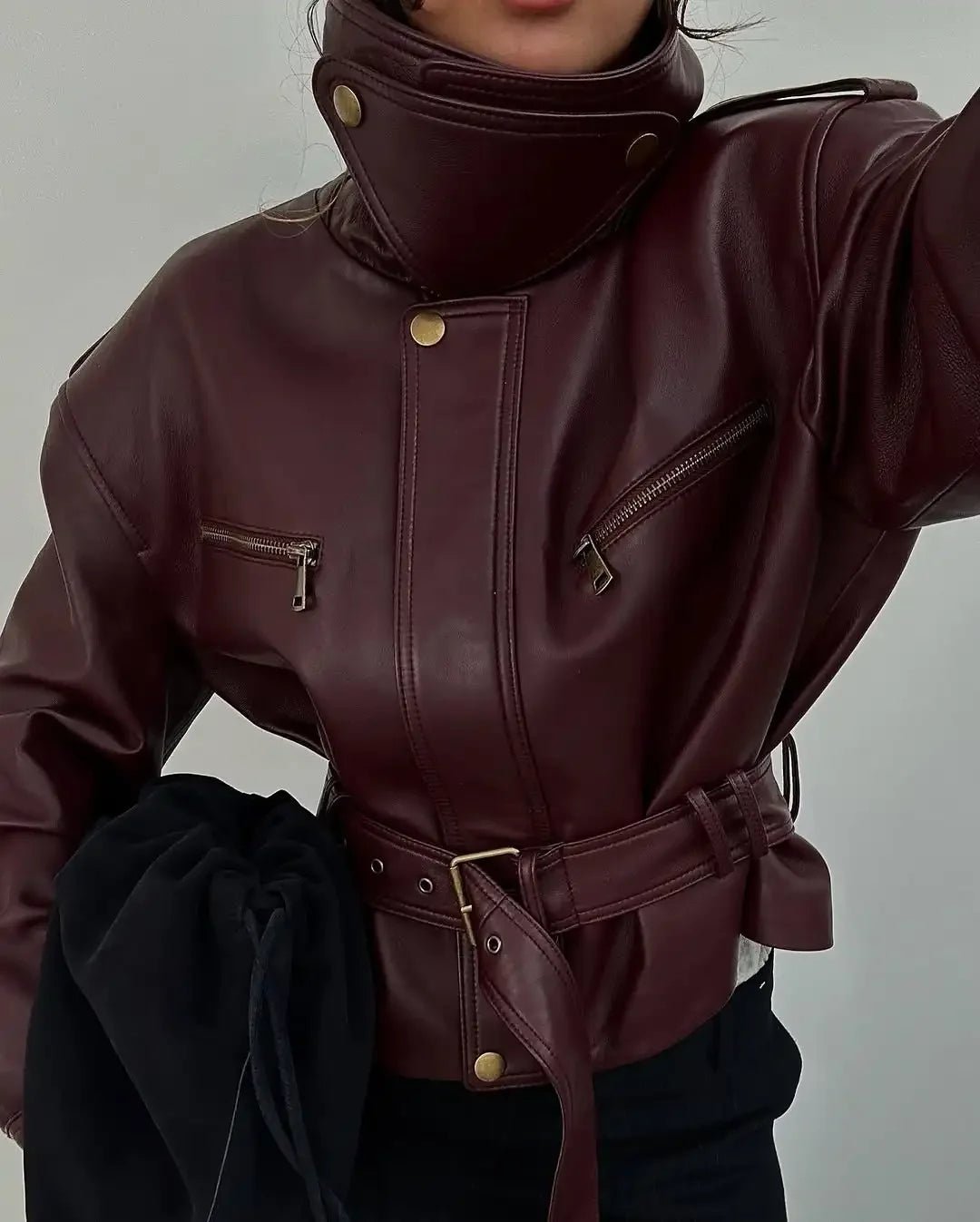 Bess-Anne - Women's Relaxed Biker Jacket with Zip Front - photo 6