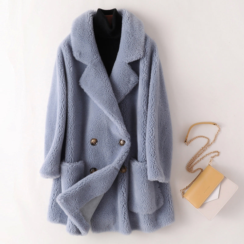 Betty - Women's Relaxed Coat with Shearling Look Lining - photo 2