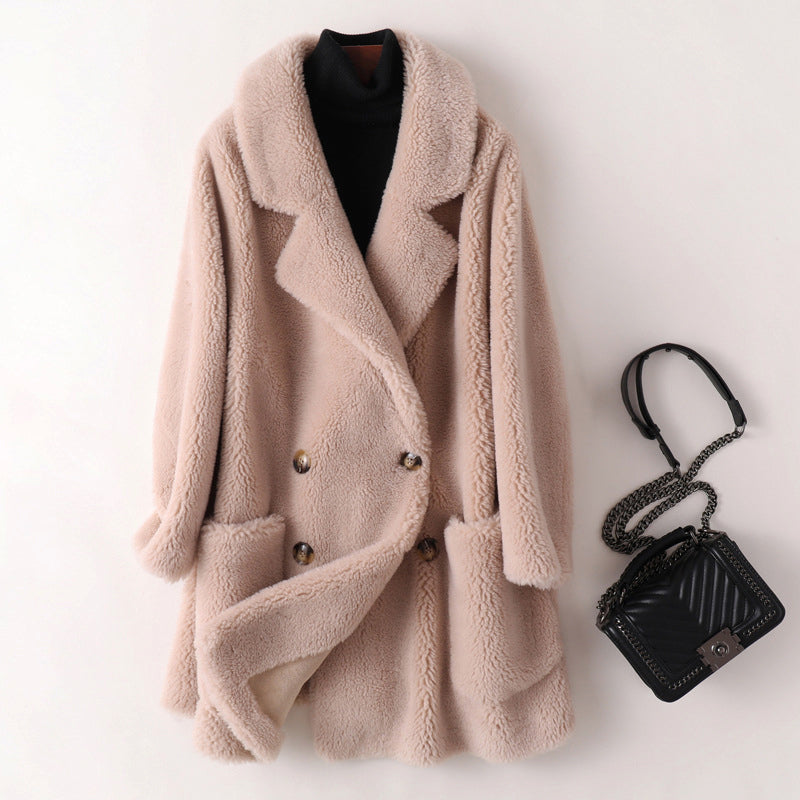 Betty - Women's Relaxed Coat with Shearling Look Lining - photo 3
