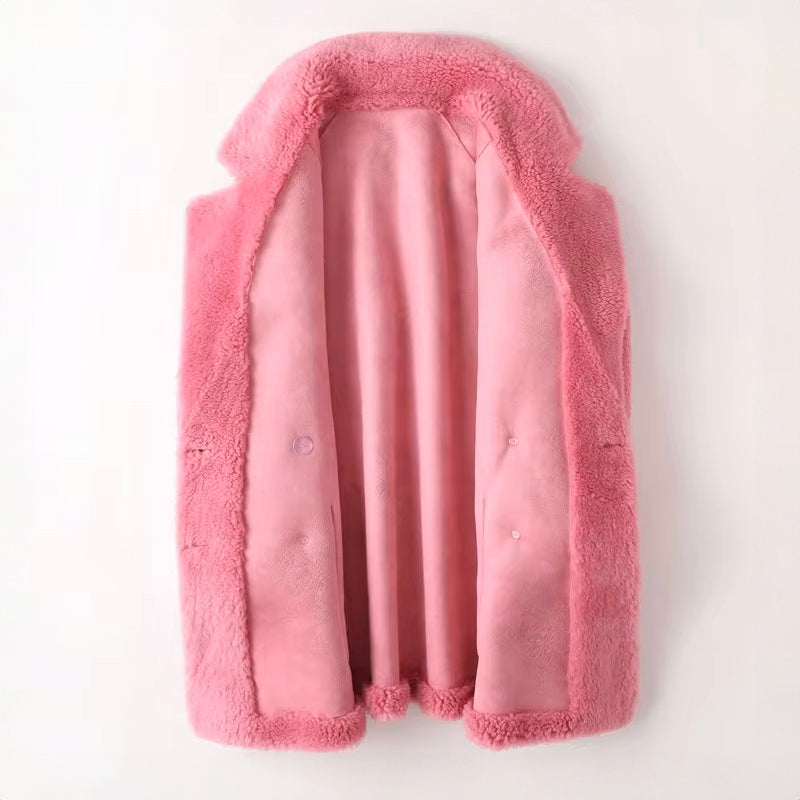 Betty - Women's Relaxed Coat with Shearling Look Lining - photo 5