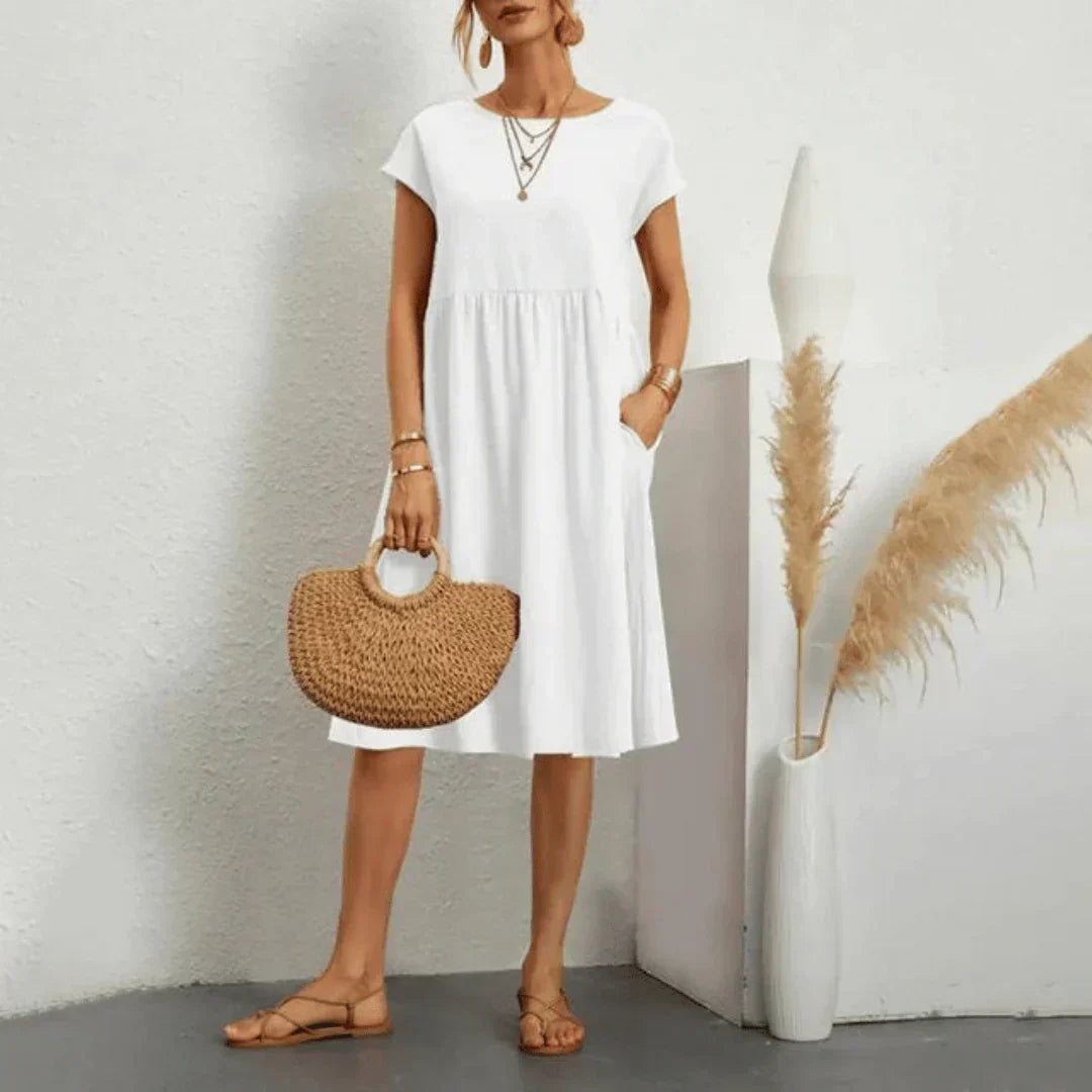 Women's Loose Midi Dress with Pockets