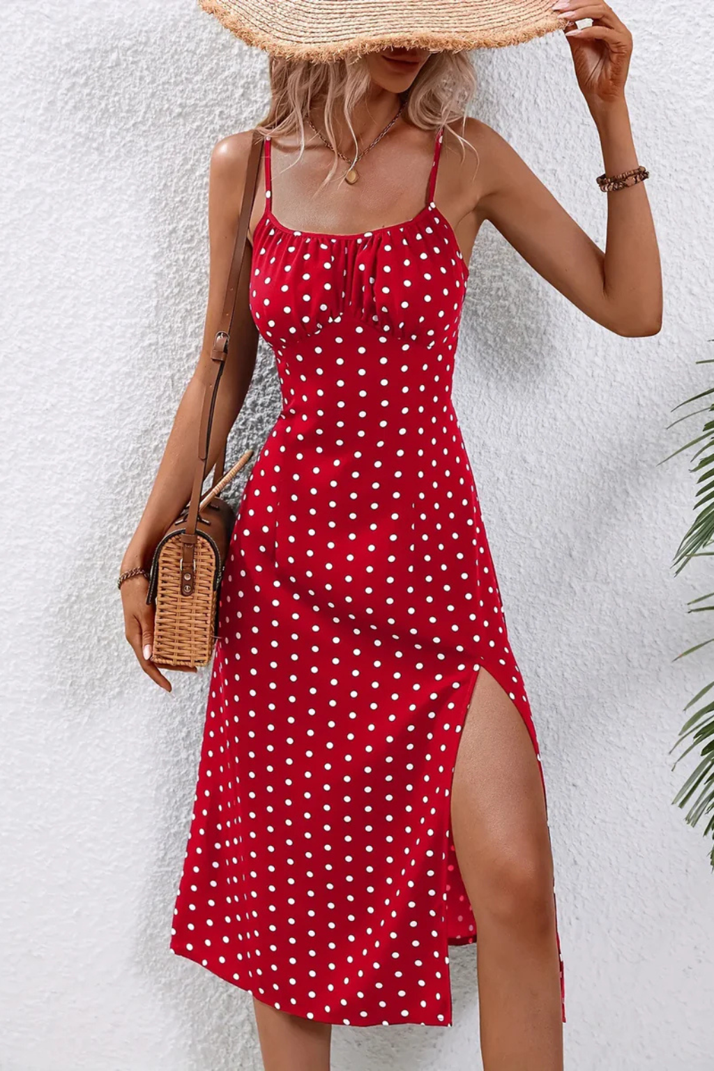 Gladys - Women's Floral Midi Dress with No Sleeves