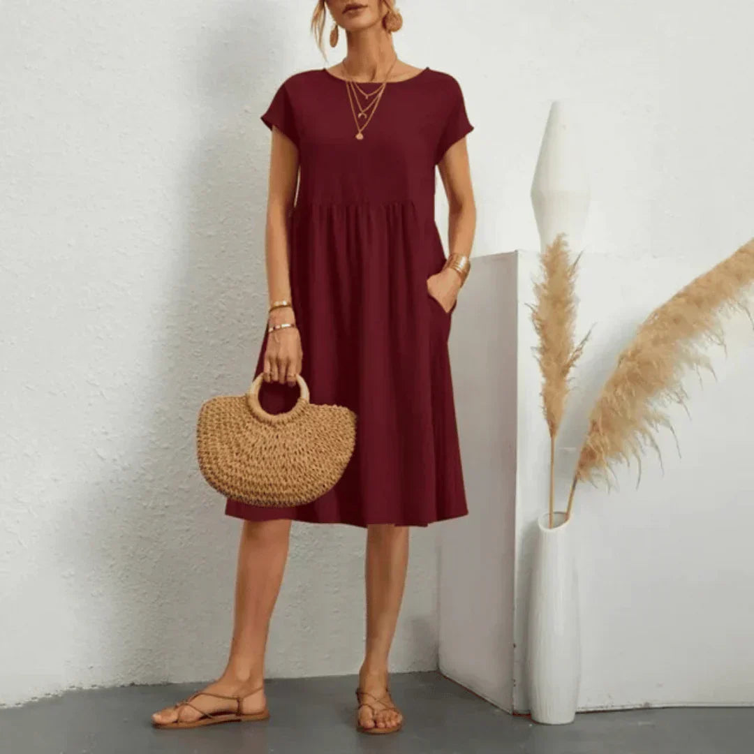 Women's Loose Midi Dress with Pockets