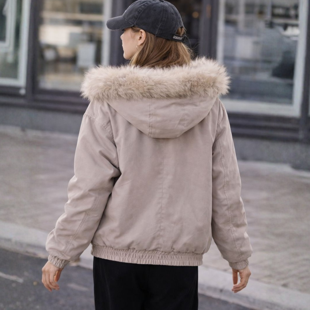 Briony - Women's Faux Fur Hood Bomber Jacket - photo 2