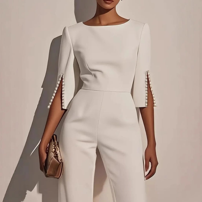 Hilary - Women's Wide-Leg Jumpsuit in a Beaded Finish