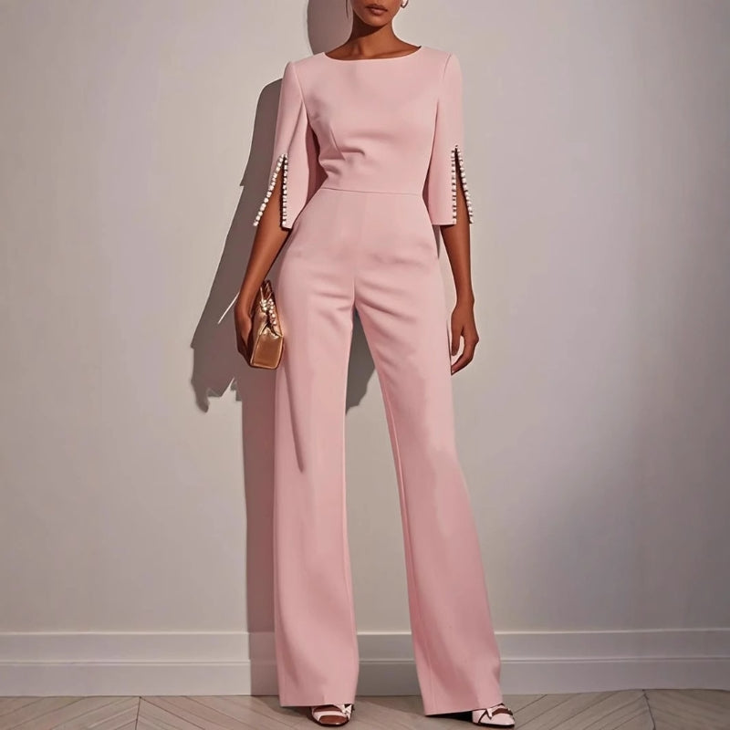 Hilary - Women's Wide-Leg Jumpsuit in a Beaded Finish