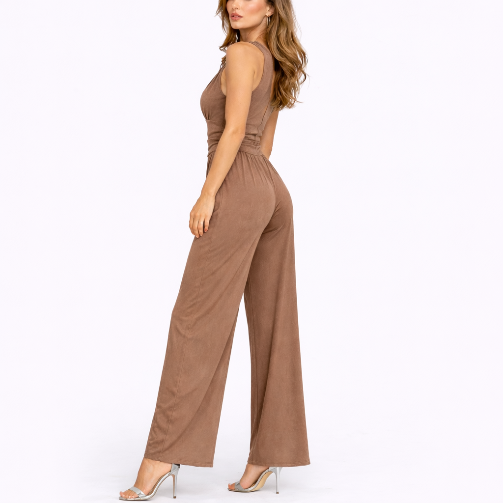 Women's Sleeveless Jumpsuit Wide Leg V-Neck
