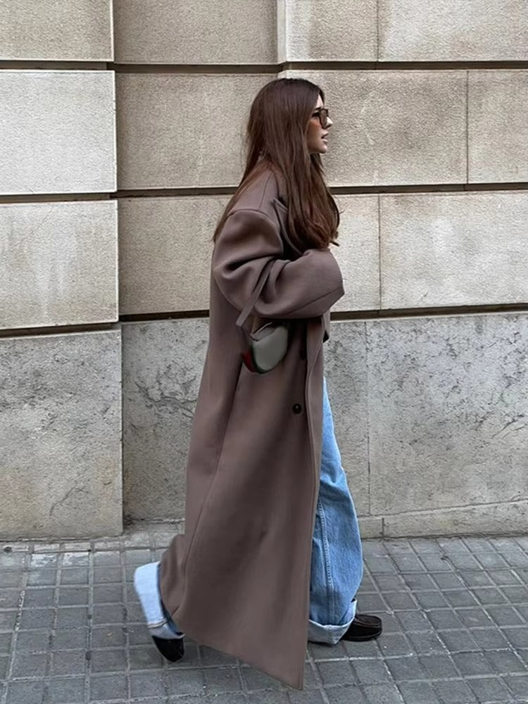 Bryn - Women's Longline Coat with Double-Breasted Front - photo 10