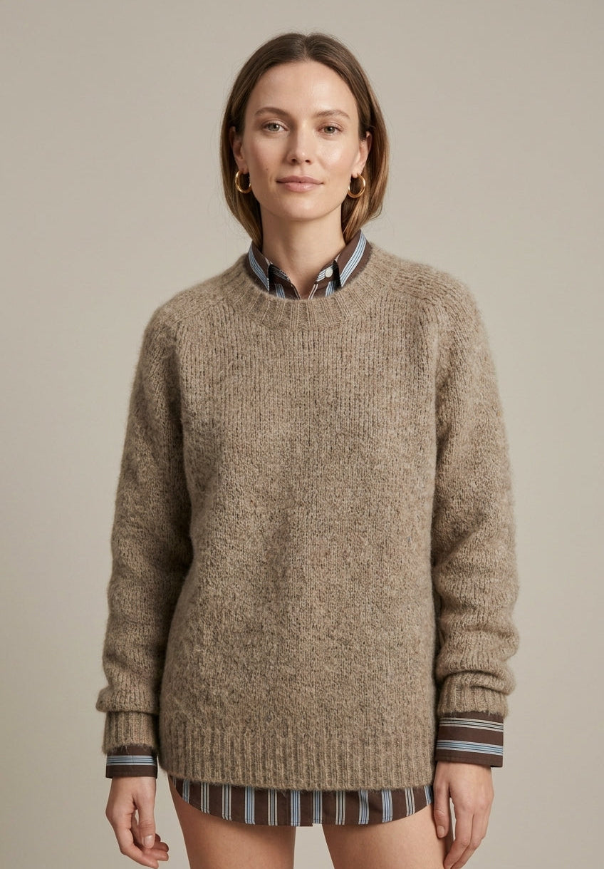 Camilla - Women's Relaxed Jumper in Ribbed Knit with V-Neck - photo 1