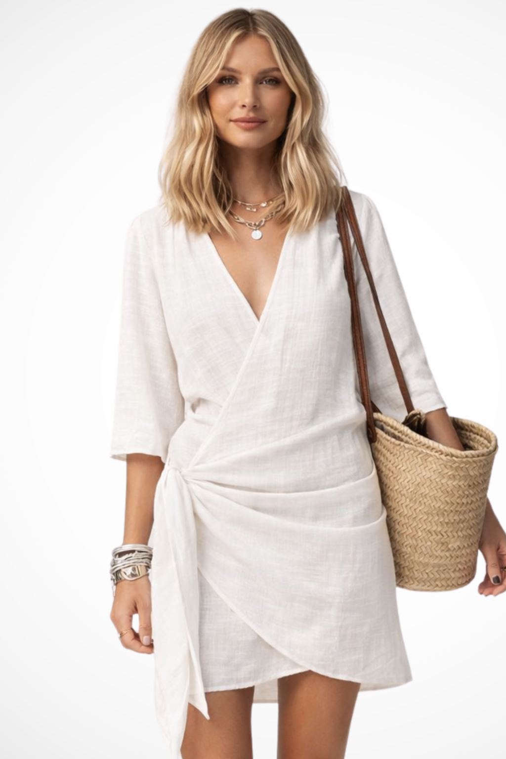 Jane - Women's Wrap Mini Dress with Short Sleeves