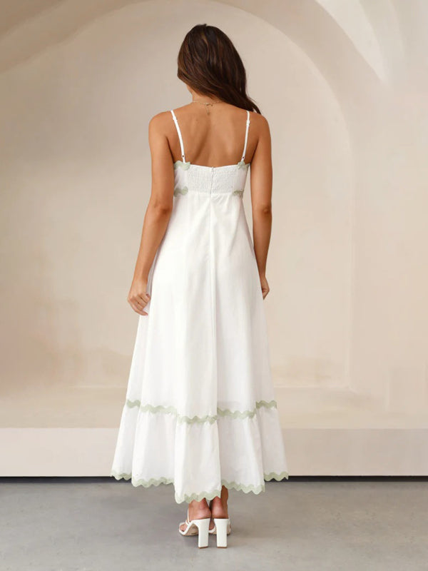 Capri - Women's Wavy Trim Maxi Dress with Spaghetti Straps and A-line Silhouette - photo 22