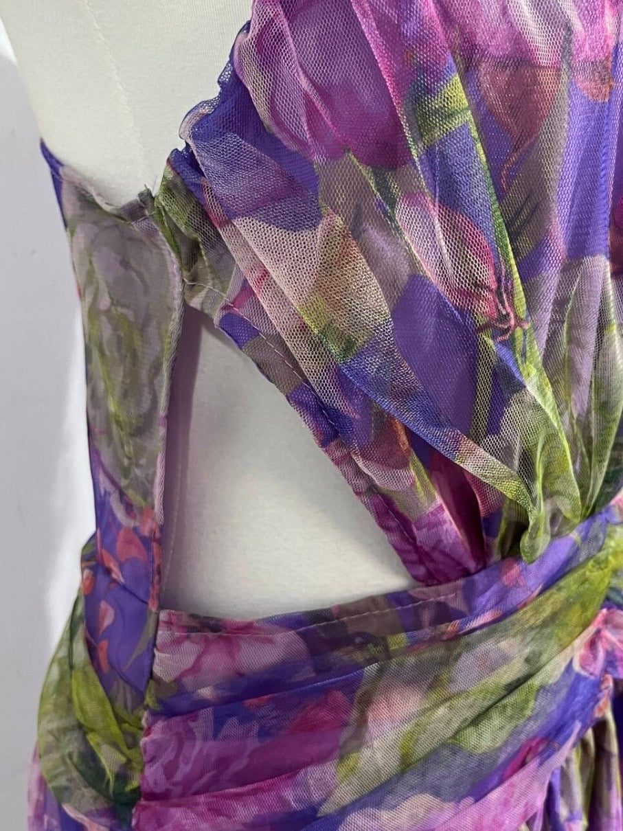 Caraway - Women's Maxi Dress in Floral Print with Asymmetric Hem - photo 10