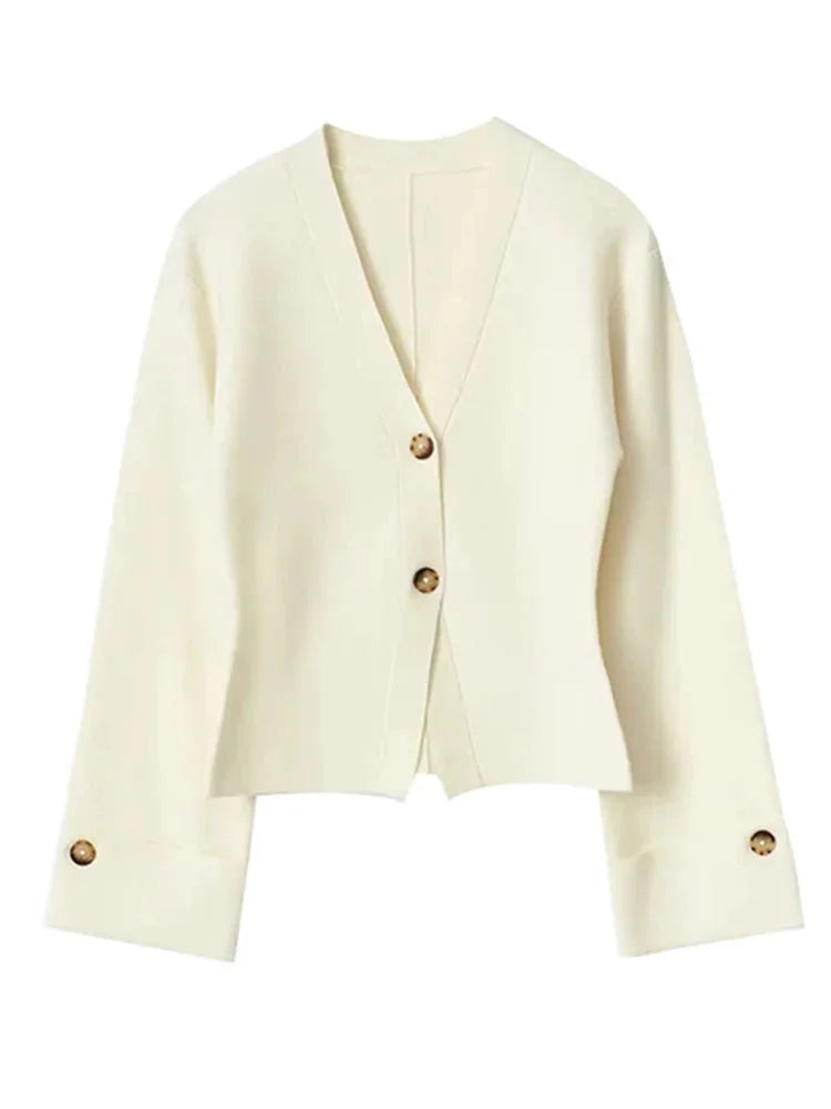 Cardigan casual da donna con scollo a V e bottoni