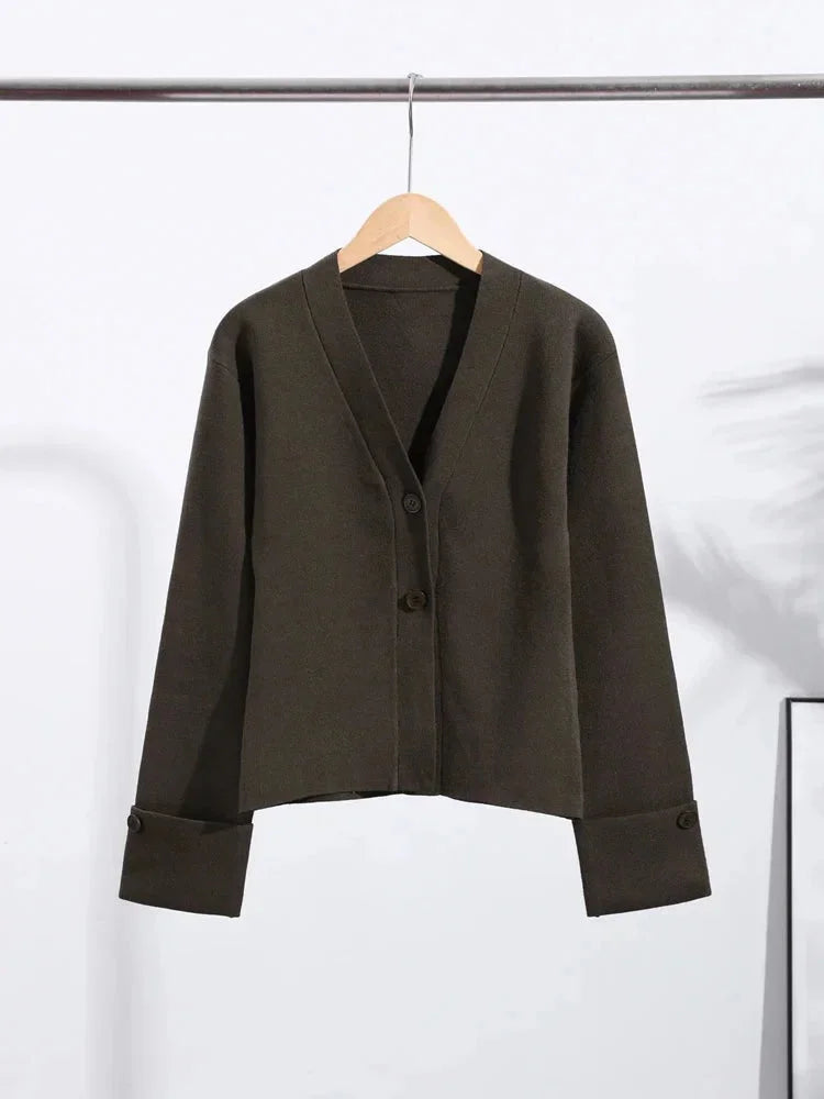 Cardigan casual da donna con scollo a V e bottoni