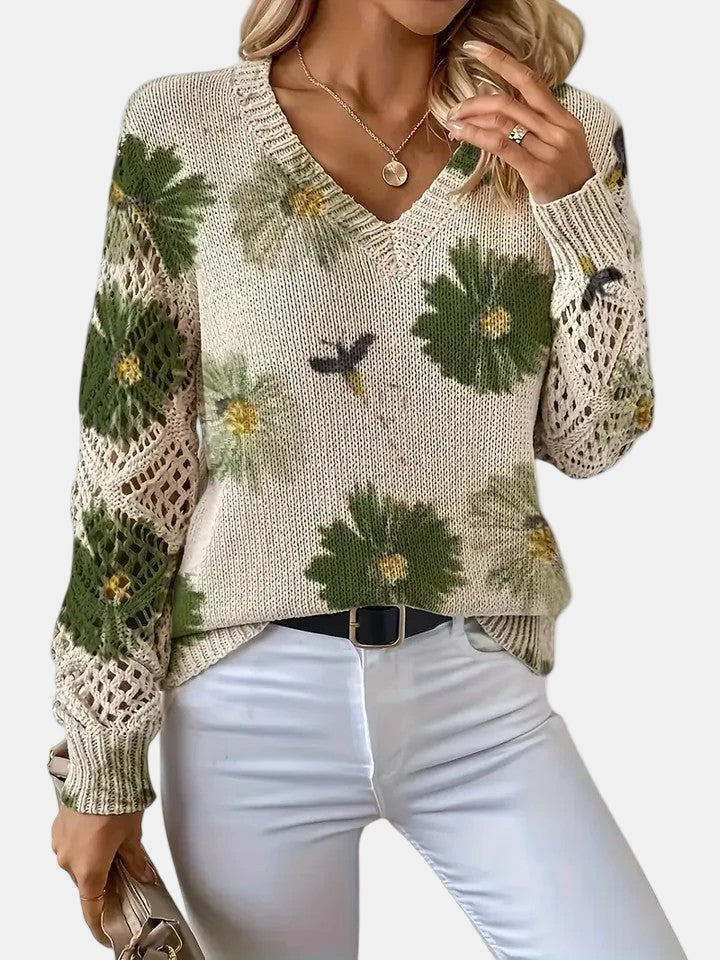 Carys - Women's Jumper in Knit with Floral Print - photo 11