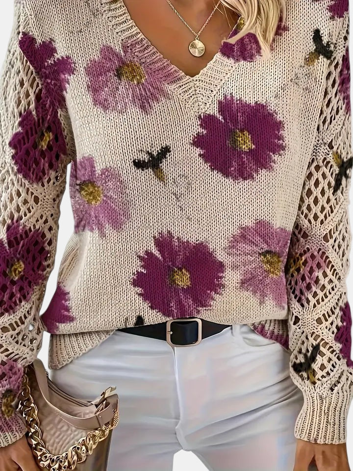 Carys - Women's Jumper in Knit with Floral Print - photo 5
