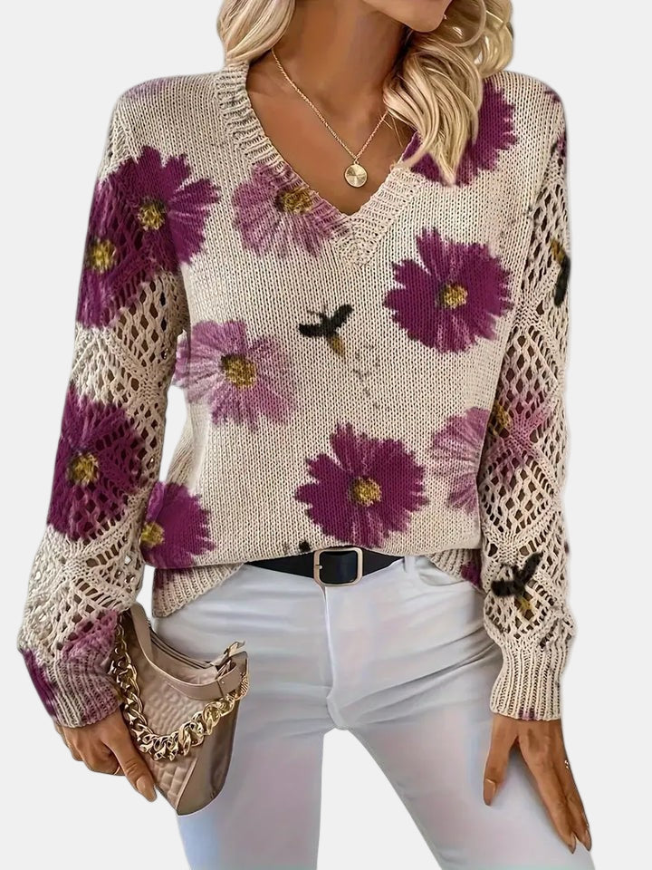 Carys - Women's Jumper in Knit with Floral Print - photo 6