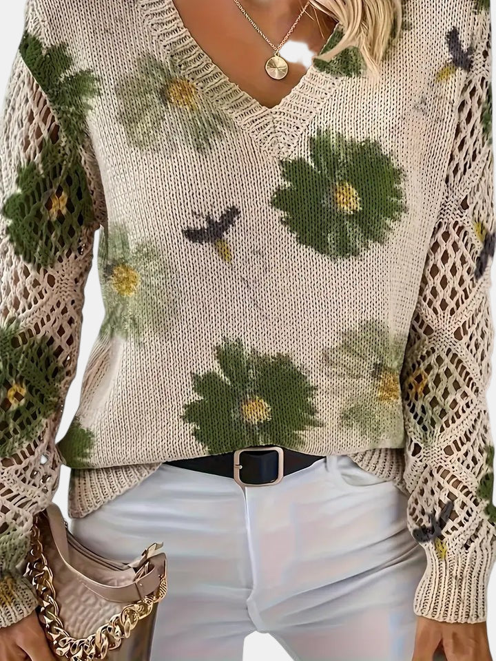 Carys - Women's Jumper in Knit with Floral Print - photo 8