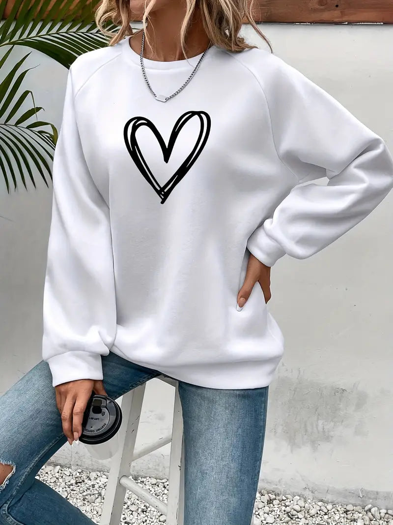 Amber - Women's Heart Print Sweatshirt
