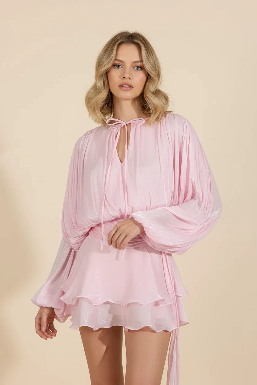 Celeste - Women's Mini Dress with Ruffle Trim - photo 2