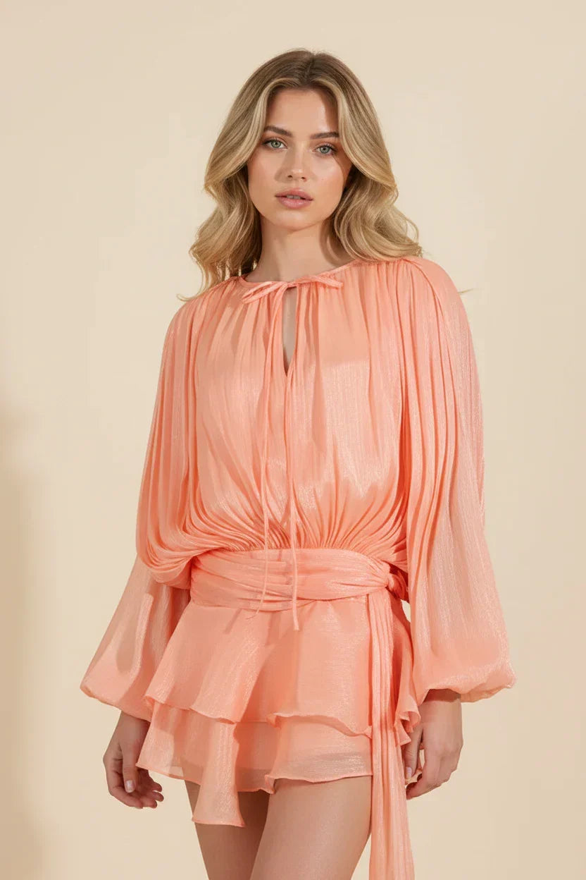 Celeste - Women's Mini Dress with Ruffle Trim - photo 3